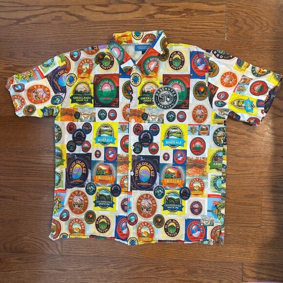 Deschutes Brewery Beer Label IPA Beer Button Down Shirt Size Large Oregon Brew - Picture 10 of 12